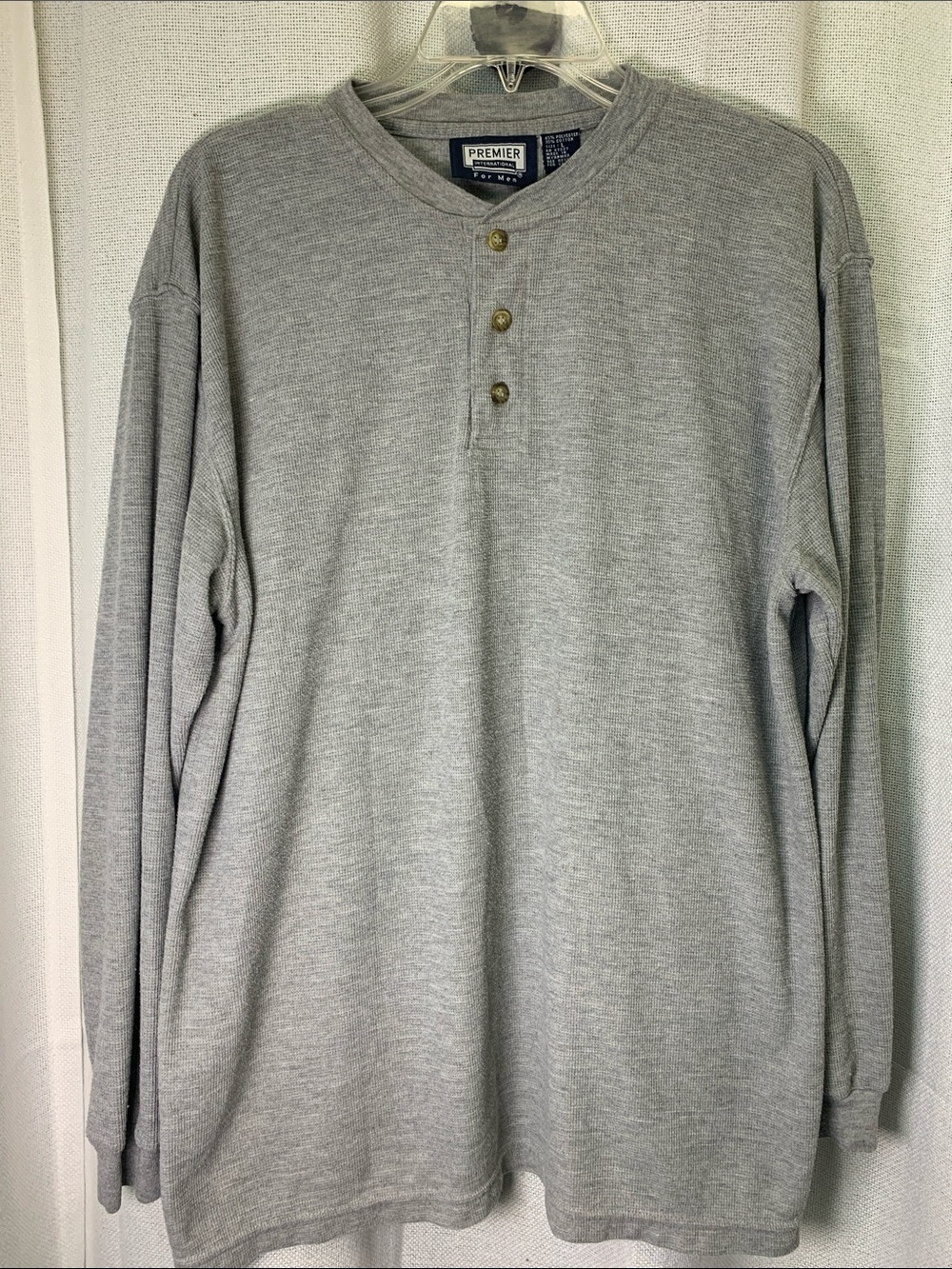 Premier Gray Long Sleeve Henley Thermal Top